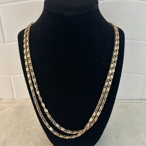 Crown Trifari Gold Tone Chain Link Necklace - Vintage - 60 inches